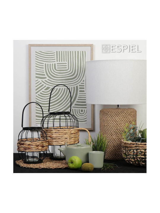 Espiel Tabletop Wicker Lantern Black 17x17x20cm