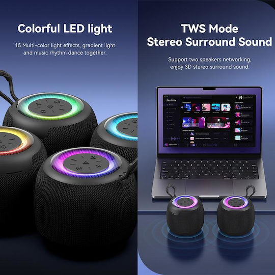 Usams YX14YX01 Ηχείο Bluetooth 10W με Ραδιόφωνο και Διάρκεια Μπαταρίας έως 2.5 ώρες Μαύρο