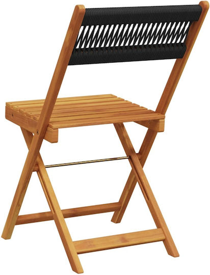 Outdoor Chair Wooden Black 2pcs 38x32.5x78cm