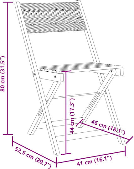 Outdoor-Stuhl Hölzernes Black 2Stück 38x32.5x80εκ.