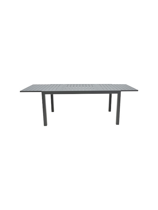 Garten- und Terrassentisch Aluminium Ausziehbar Lafla Anthrazit 160(+80)×100×75cm