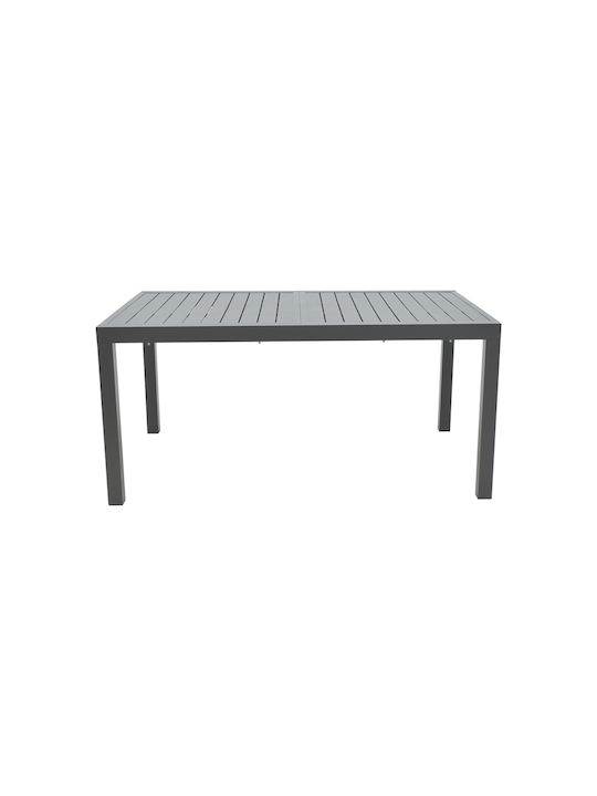 Garten- und Terrassentisch Aluminium Ausziehbar Lafla Anthrazit 160(+80)×100×75cm