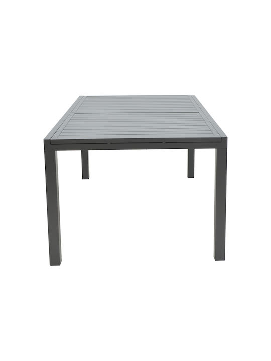 Garten- und Terrassentisch Aluminium Ausziehbar Lafla Anthrazit 160(+80)×100×75cm