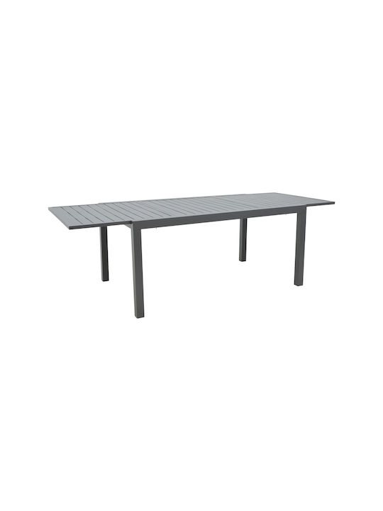 Garten- und Terrassentisch Aluminium Ausziehbar Lafla Anthrazit 160(+80)×100×75cm