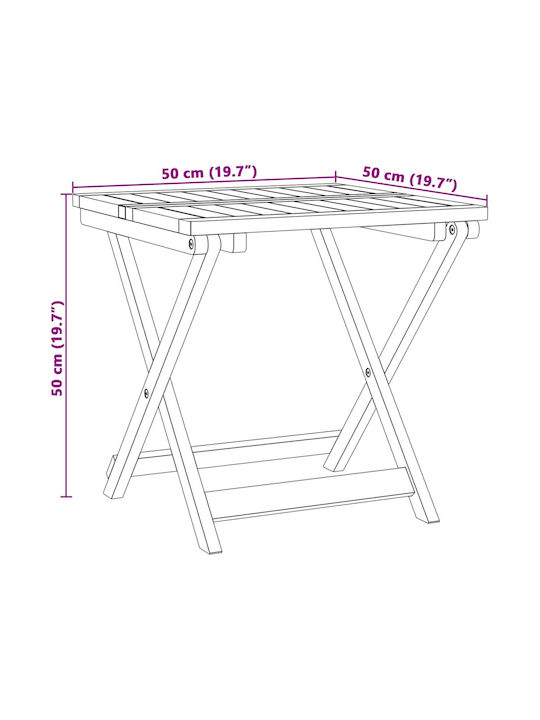 Sitting Room Outdoor Foldable Wood Table Natural 50x50x50cm