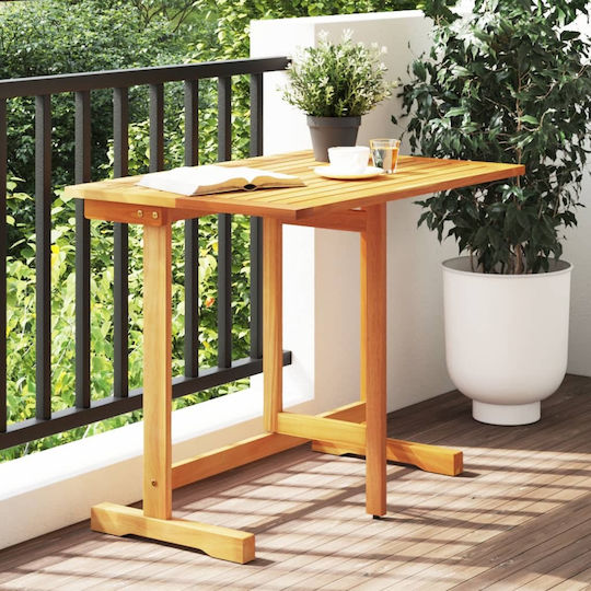 Wooden Garden & Terrace Table for Small Spaces Foldable Solid Acacia Wood 90x60x72cm