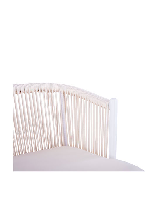 Metallischer Gartenhocker mit Kissen Weiß 46x54x101cm