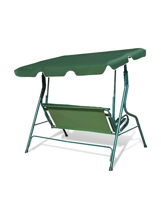 Garten & Veranda Schaukel mit Basis 2 Sitze Metallisch Grün L172xB110xH154cm
