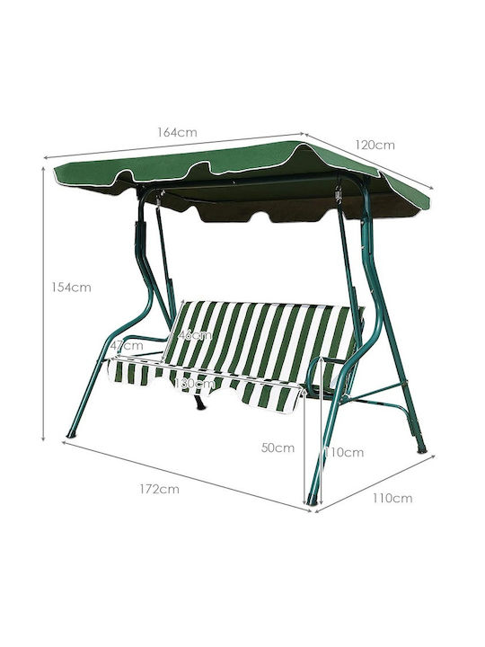 Garten & Veranda Schaukel mit Basis 2 Sitze Metallisch Grün L172xB110xH154cm