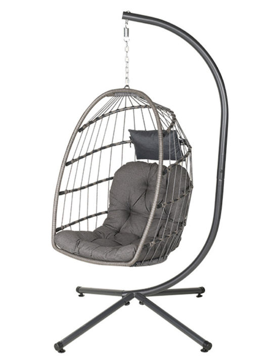 Leagăn suspendat cu pernă Rattan Gri Rezistență până la 130kg L95xL95xH196cm