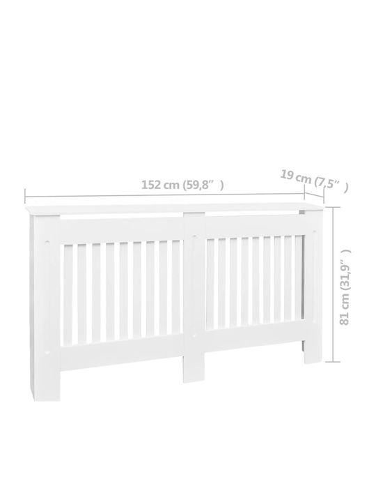 vidaXL Калориферен Капак От MDF Бял 152x19x81см