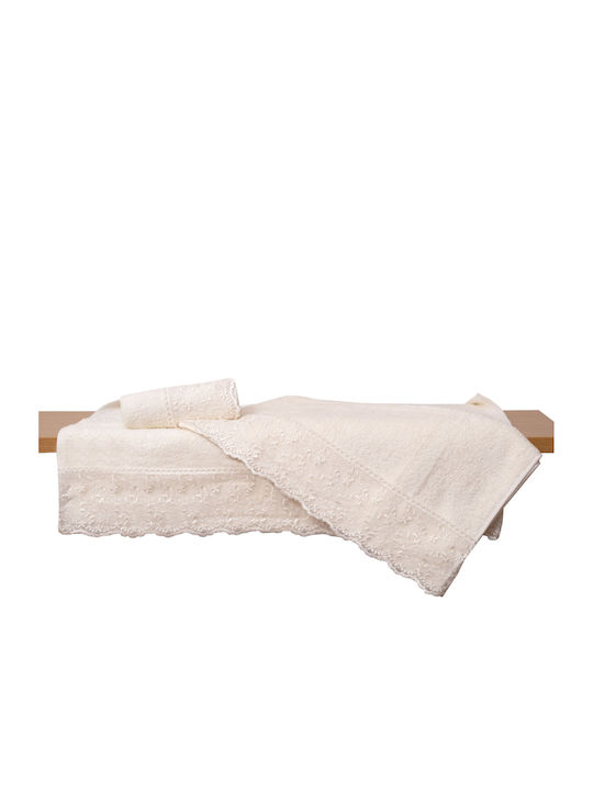 Viopros Νο 1 Bridal Towel with Lace Ecru 50x100cm