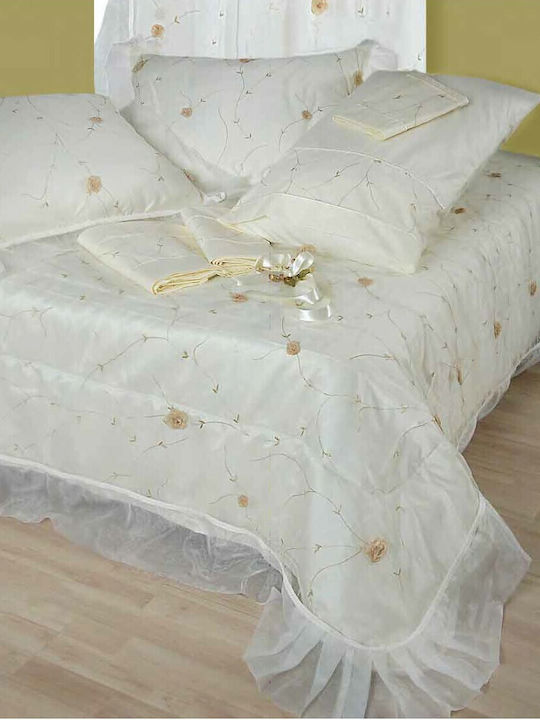 Viopros Bridal Blanket Set Queen with 2 Pillowcases Ecru 240x250 cm