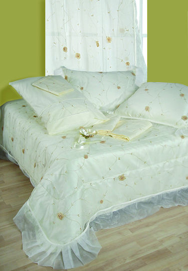 Viopros Bridal Blanket Set Queen with 2 Pillowcases Ecru 240x250 cm