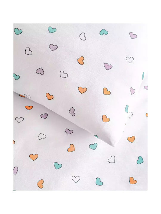 Rythmos Tiny Heart Pillowcase Set with Envelope Cover White 50x70cm.