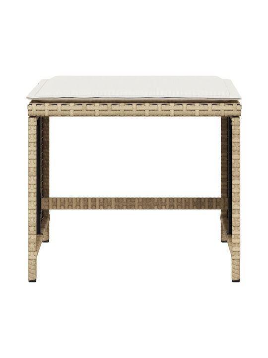 Băncuțe De Grădină Cub Pentru Exterior Rattan Cu Pernă Bej 4 Buc 40x40x35cm