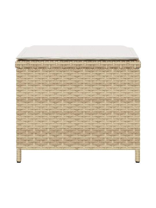 Băncuțe De Grădină Cub Pentru Exterior Rattan Cu Pernă Bej 4 Buc 40x40x35cm