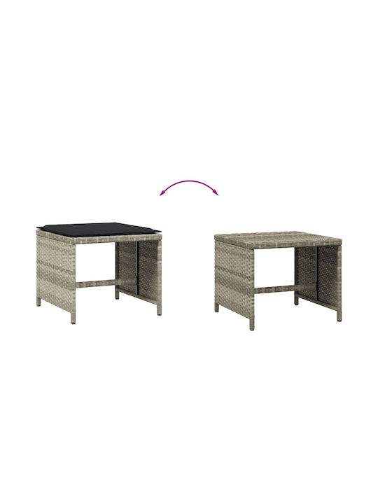 Băncuțe De Grădină Cub Pentru Exterior Rattan Cu Pernă Gri 4 Buc 40x40x35cm