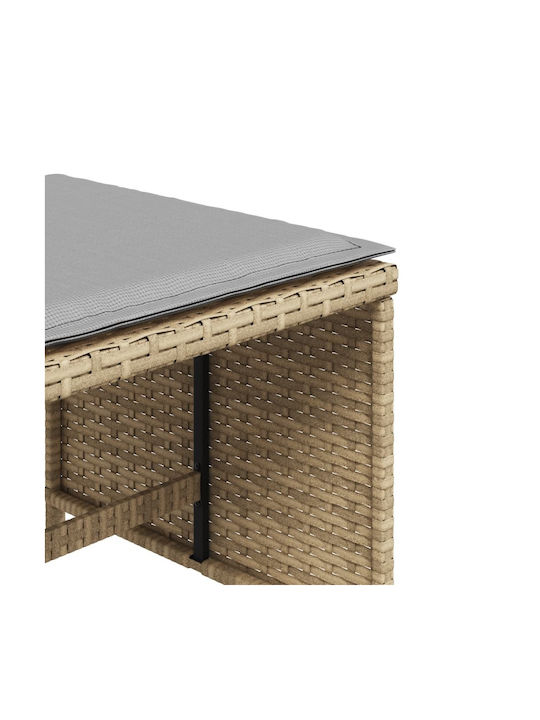 Băncuțe De Grădină Cub Pentru Exterior Rattan Cu Pernă Bej Mix 4 Buc 40x40x35cm
