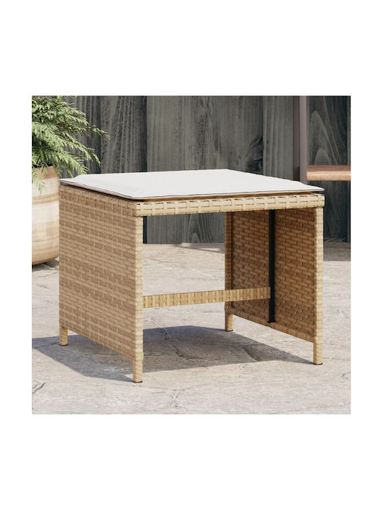 Băncuțe De Grădină Cub Pentru Exterior Rattan Cu Pernă Bej 4 Buc 40x40x35cm