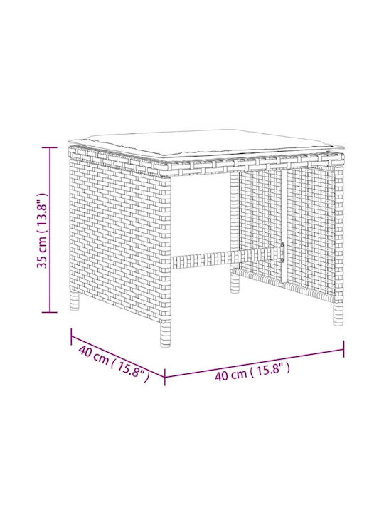 Băncuțe De Grădină Cub Pentru Exterior Rattan Cu Pernă Bej Mix 4 Buc 40x40x35cm