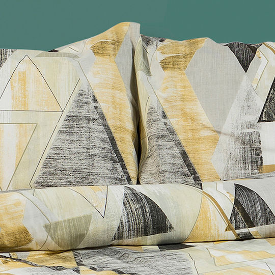 Dimcol Geometrical Pillowcase with Envelope Cover 333 Beige 50x70cm.