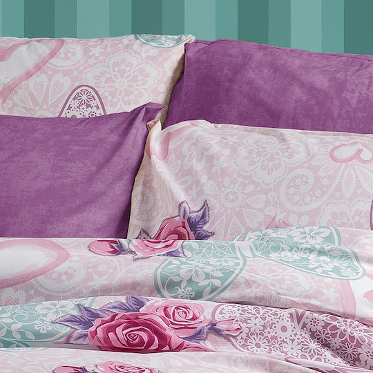 Dimcol Χλόη Μαξιλαροθήκη με Φάσα Pink 50x70εκ.