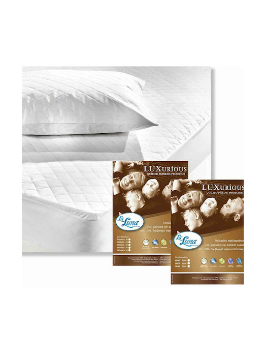 La Luna Luxurious Pillowcase Set with Envelope Cover Quilted White 50x70cm.