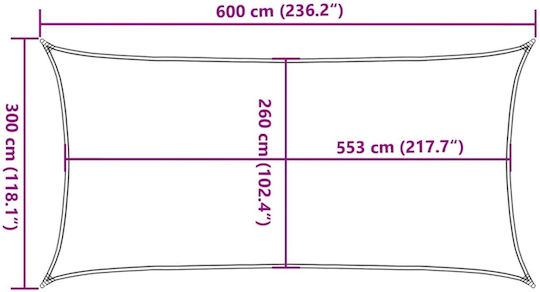 vidaXL Rectangular Shade Sail Beige with PU Coating 3x6m
