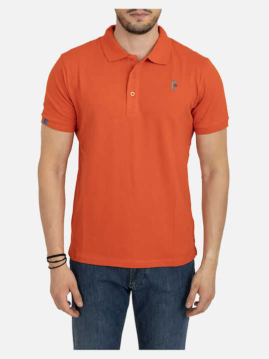 Conte Of Florence Men's Short Sleeve Blouse Polo Orange