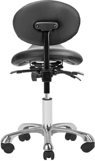 Salon Stools Wheeled Stool with Backrest Black
