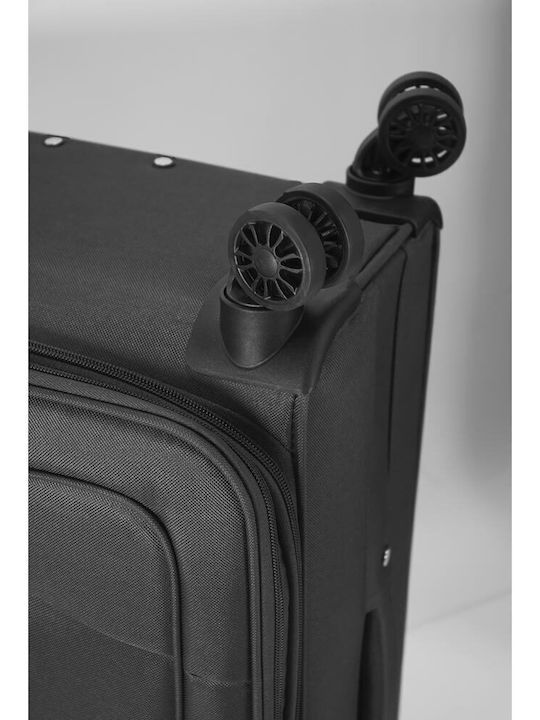 Benzi Medium Fabric Suitcase Black with 4 Wheels Height 63cm