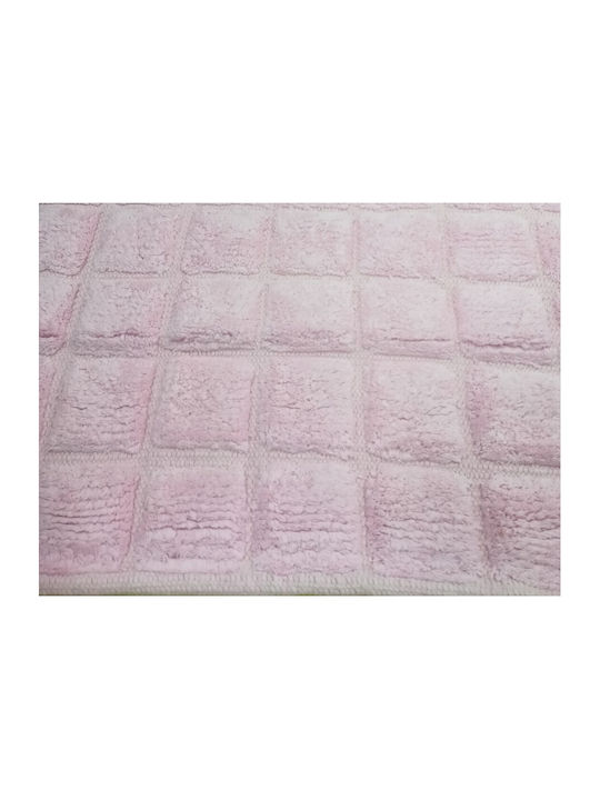 Palamaiki Πατάκι Μπάνιου Βαμβακερό Squares Pink 60x90εκ.
