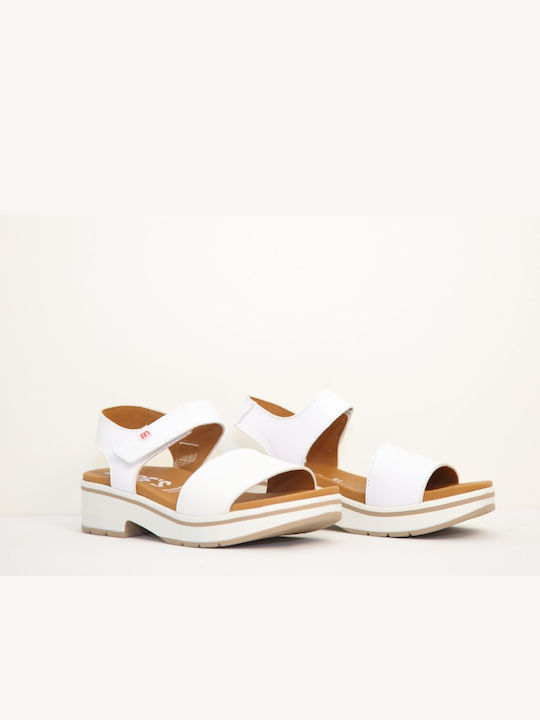 Pepe Menargues Leather Women's Flat Sandals Anatomic Flatforms in White Color