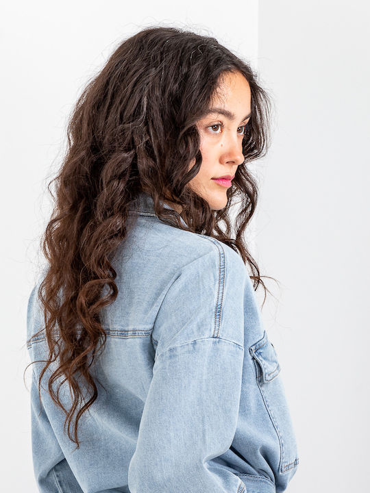 Midi Shirt Dress Denim Light Blue