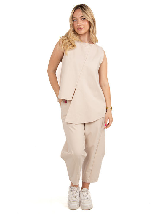 Ellen Femei Beige Set cu Pantaloni