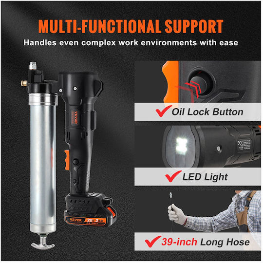 Vevor Kit Electric Grease Gun Power 200W/Battery 20V