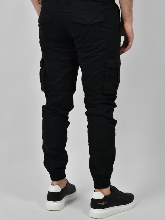 Urbane Fashion Men's Trousers Cargo in Slim Fit Black