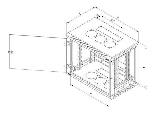 Triton 18u/600 Επιτοίχια Καμπίνα Rack 18U Γκρι
