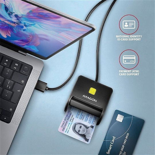Axagon Axagon Cre-sm3n Usb Cable Flatreader Usb-a Id Card Reader 1.3 M Cable