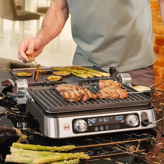 Braun MultiGrill 9 Pro Tabletop Electric Grill Ribbed Plate 2200W with Lid and Adjustable Thermostat 37cmx23cmcm