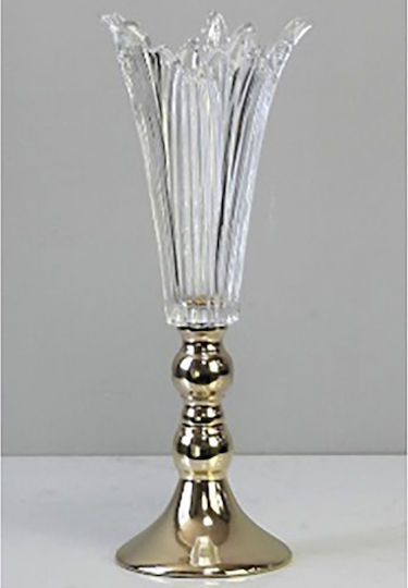 Iliadis Glass Vase Gold Dimensions 16x38cm