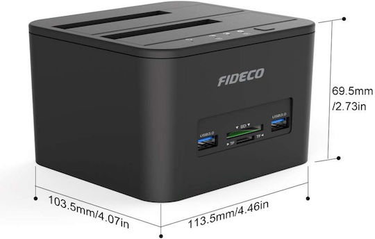 Fideco Docking Station pentru 2 Hard Disk-uri SATA 2.5" / 3.5" cu conectivitate USB 3.1 / USB 3.0