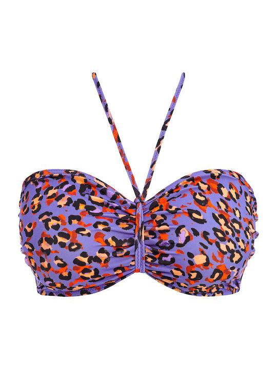 Santiago Nights Strapless Bikini Top με Ενίσχυση Animal Print Μωβ