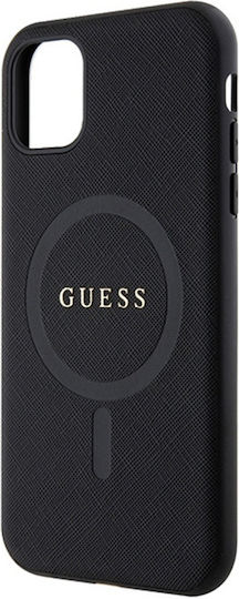 Guess Saffiano Magsafe Задна корица Пластмаса Черен (Apple iPhone 11/XR)