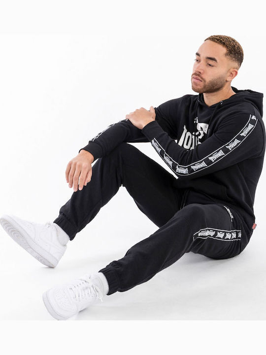 Ανδρική Βαμβακερή Φόρμα Lonsdale Grutness Regular Fit Black White