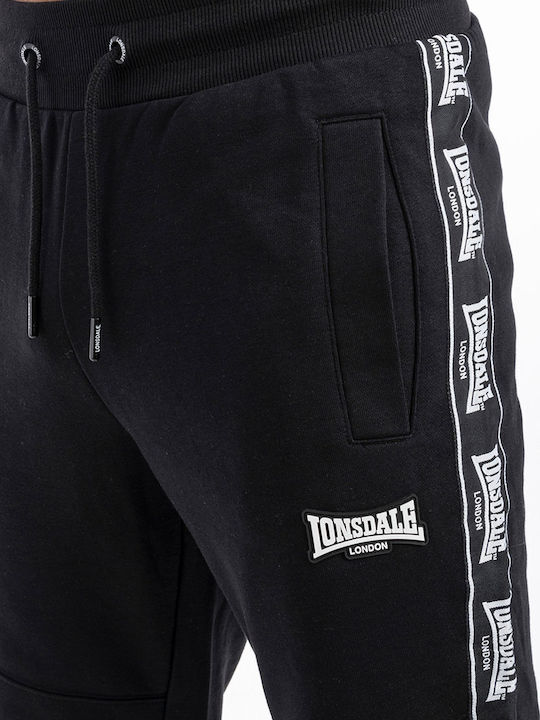 Men's Cotton Sweatpants Lonsdale Tenston Slim Fit Black White