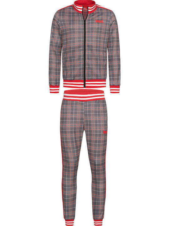 Set de trening din poliester pentru bărbați și jachetă Lonsdale Glatrigill, croială slim fit, albă, neagră, roșie