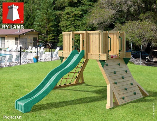 Hy-land Rutsche mit Kletterfläche aus Holz 430x310x230cm.