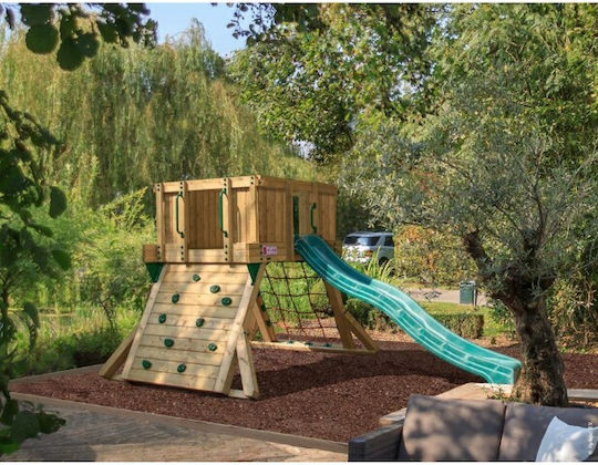 Hy-land Rutsche mit Kletterfläche aus Holz 430x310x230cm.